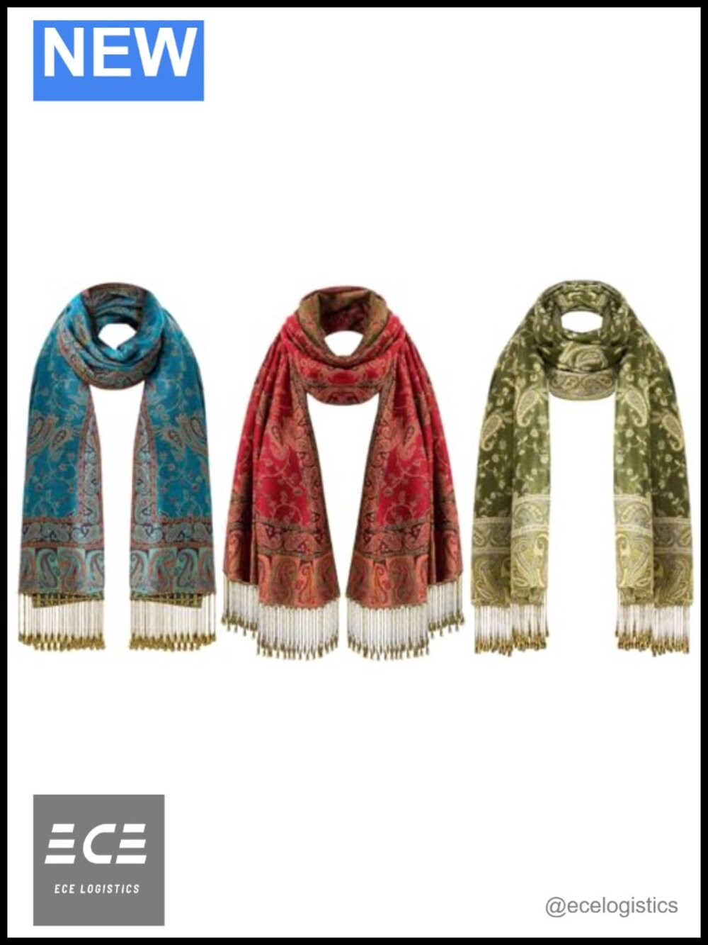 3 Piece Women Scarf Shawl Wraps Head Hijab Acrylic Viscose Tassel